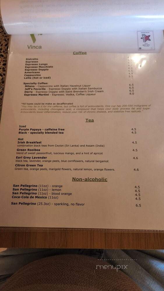 Vinca - Broomfield, CO menu_pic