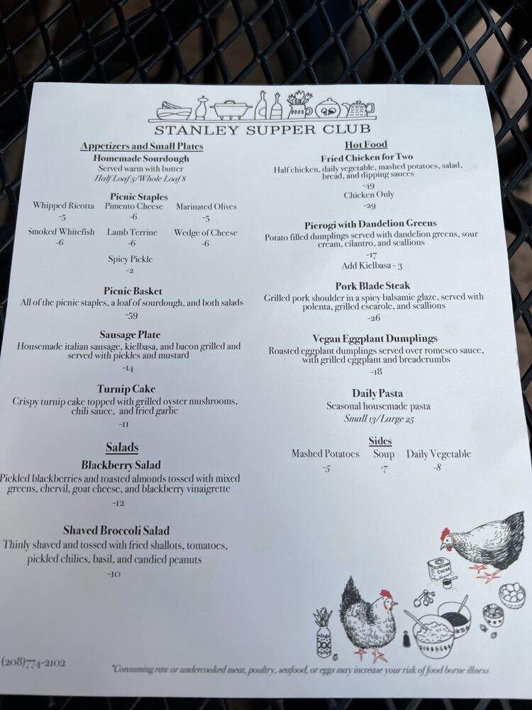 Stanley Supper Club - Stanley, ID menu_pic