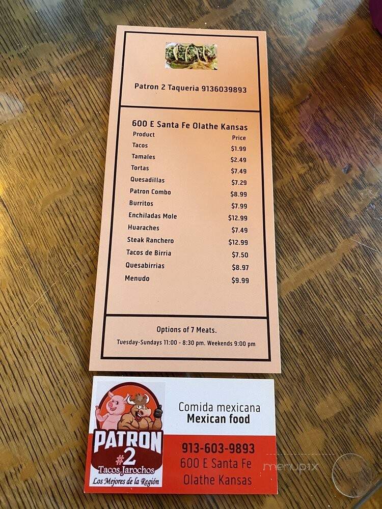 Patron 2 Tacos Jarochos - Olathe, KS menu_pic