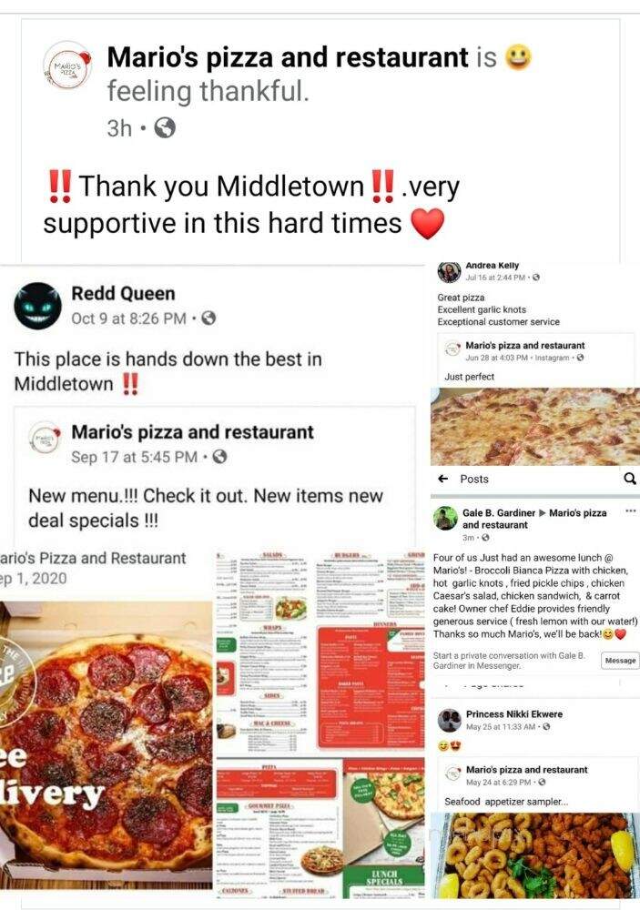 Mario's Pizza and Restaurant - Middletown, CT menu_pic