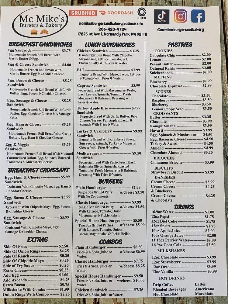 Mc Mike's Burgers - Seattle, WA menu_pic