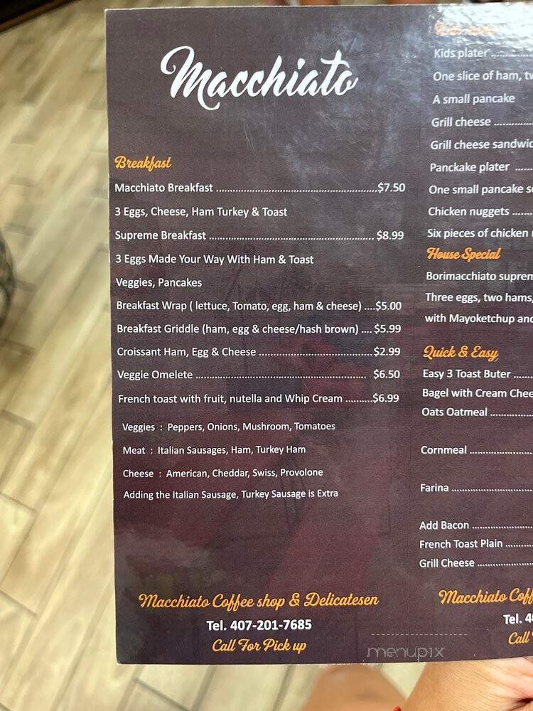 Macchiato Coffee Shop - Kissimmee, FL menu_pic