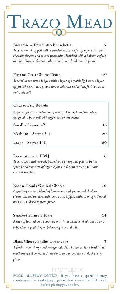 Trazo Meadery - Clarksville, TN menu_pic