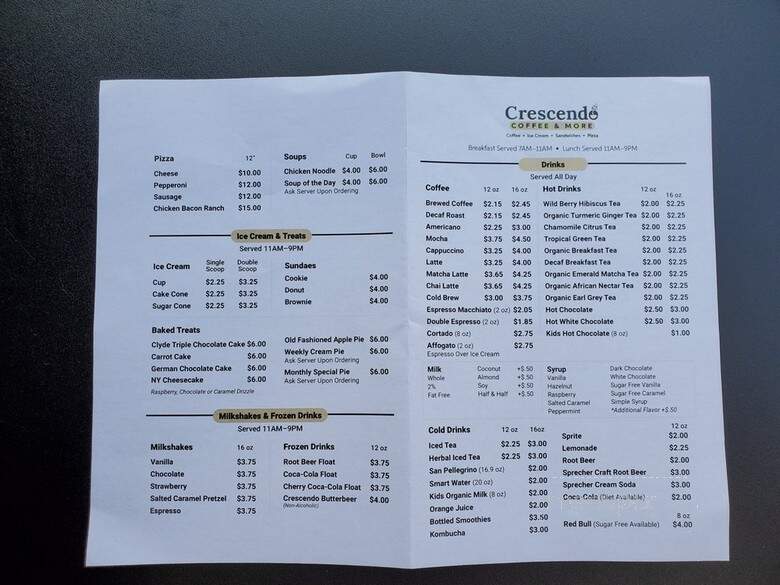 Crescendo Coffee and More - Fort Wayne, IN menu_pic