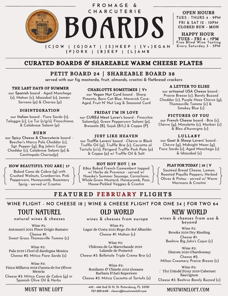 Must Wine Loft - St. Petersburg, FL menu_pic
