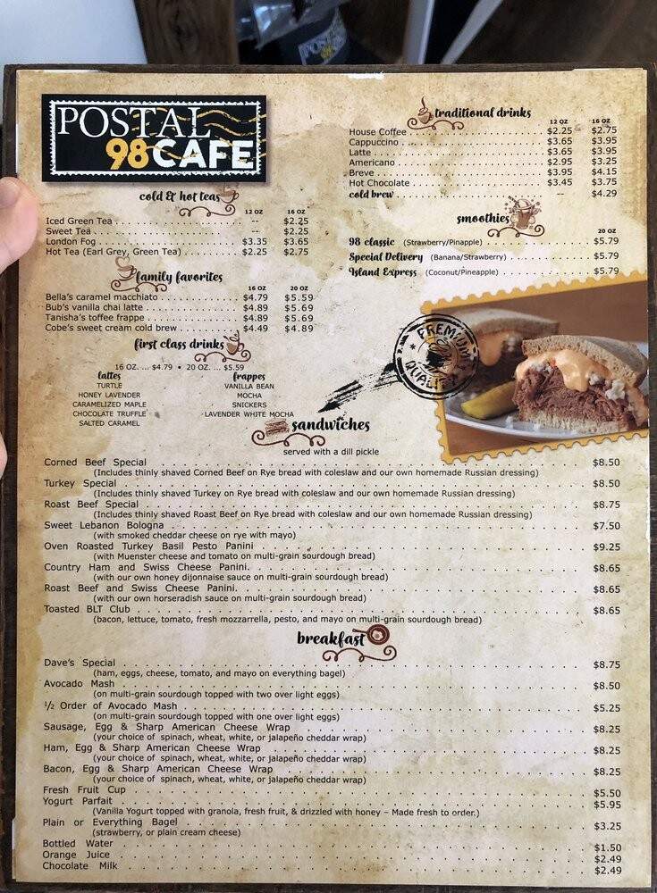 Postal 98 Cafe - Sarasota, FL menu_pic