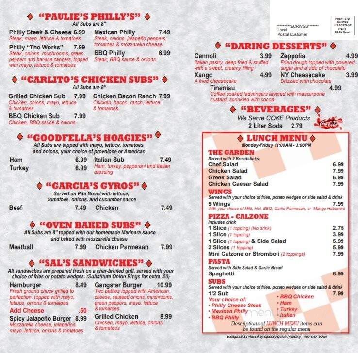 Pacino's Pizzeria - Deltona, FL menu_pic