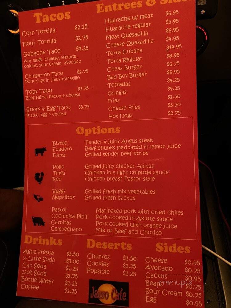 Jarro Cafe - Houston, TX menu_pic