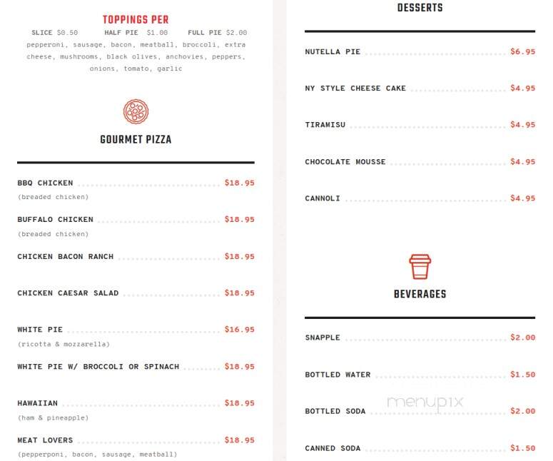 Evoli Pizzeria - Hackensack, NJ menu_pic