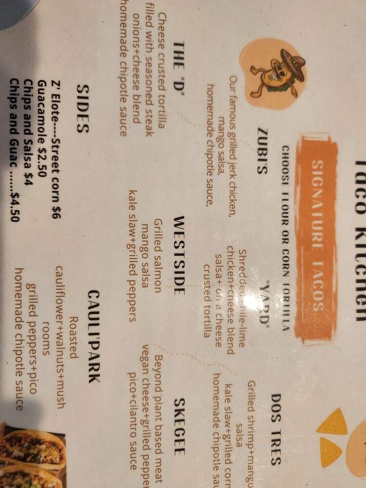 Zubi's Taco Kitchen - College Park, GA menu_pic