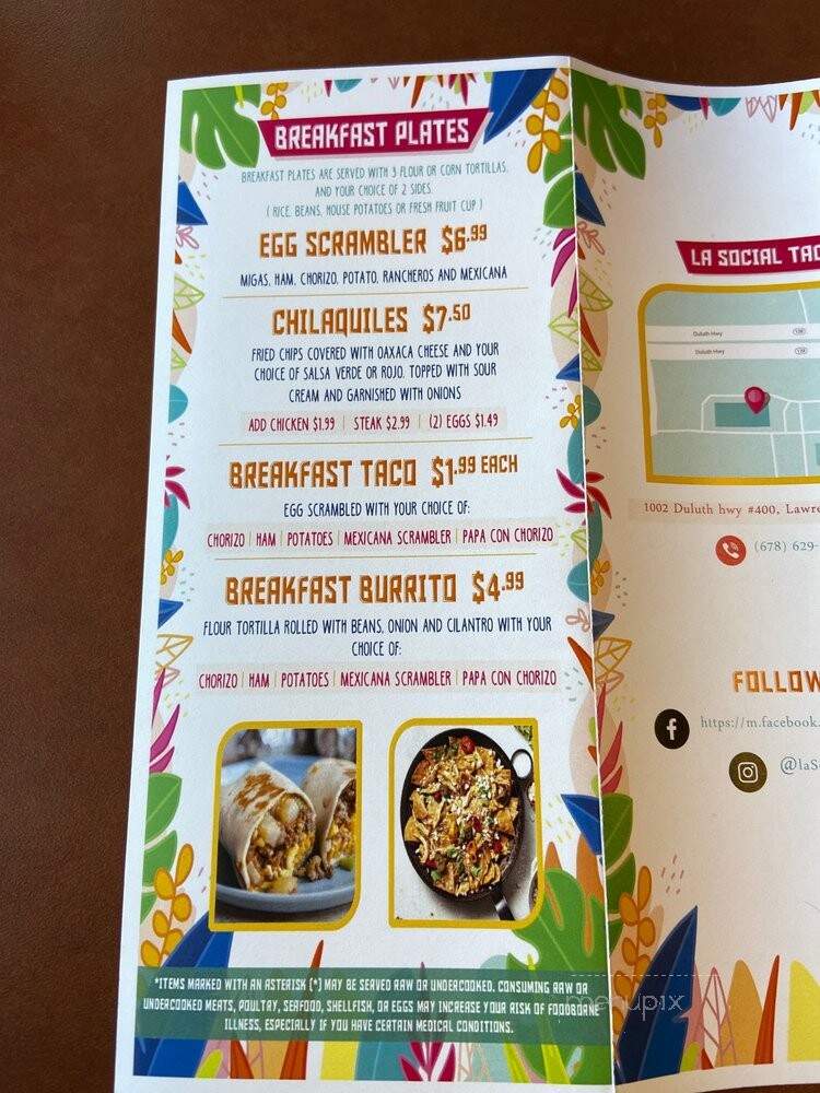 La Social Taqueria Fonda - Lawrenceville, GA menu_pic