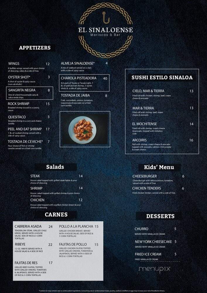 El Sinaloense Mariscos & Bar - Odessa, TX menu_pic