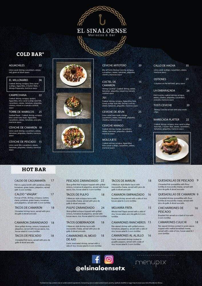 El Sinaloense Mariscos & Bar - Odessa, TX menu_pic