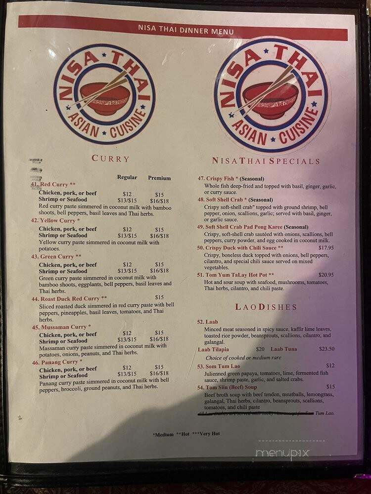 Nisa Thai Cuisine 2 - Petersburg, VA menu_pic