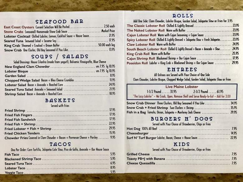The Lobster Shack - Miami Beach, FL menu_pic