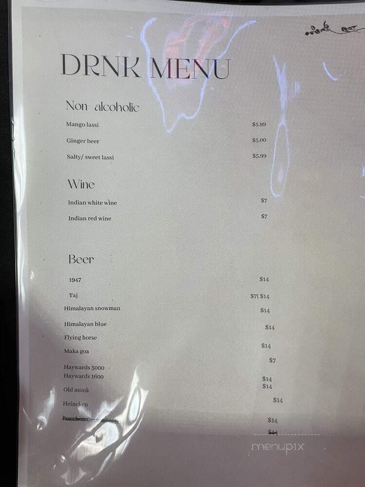 Indian Bistro - Kent, WA menu_pic