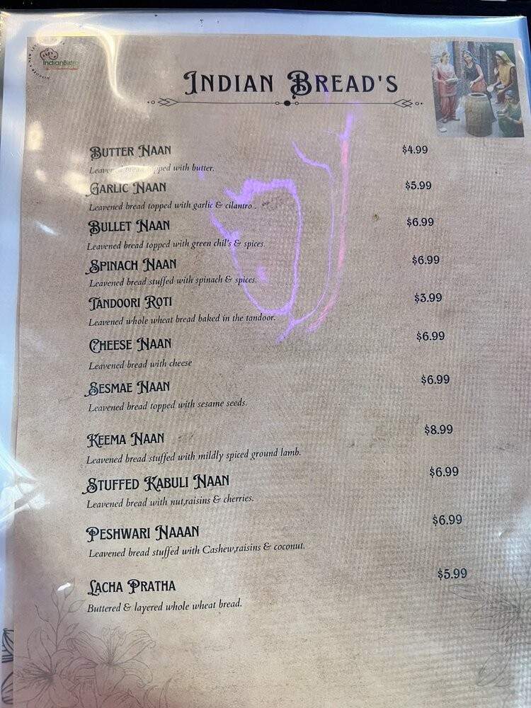 Indian Bistro - Kent, WA menu_pic