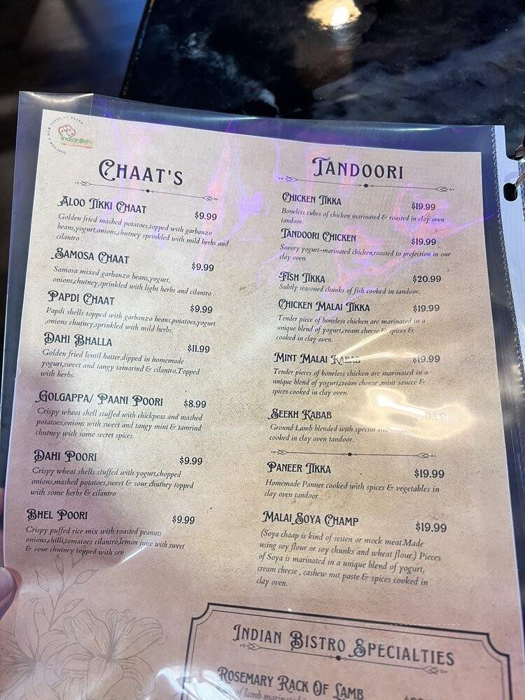 Indian Bistro - Kent, WA menu_pic