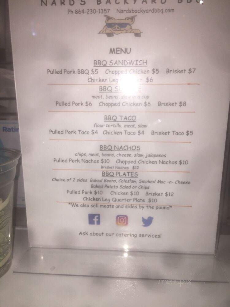 Nard's Backyard BBQ - Simpsonville, SC menu_pic