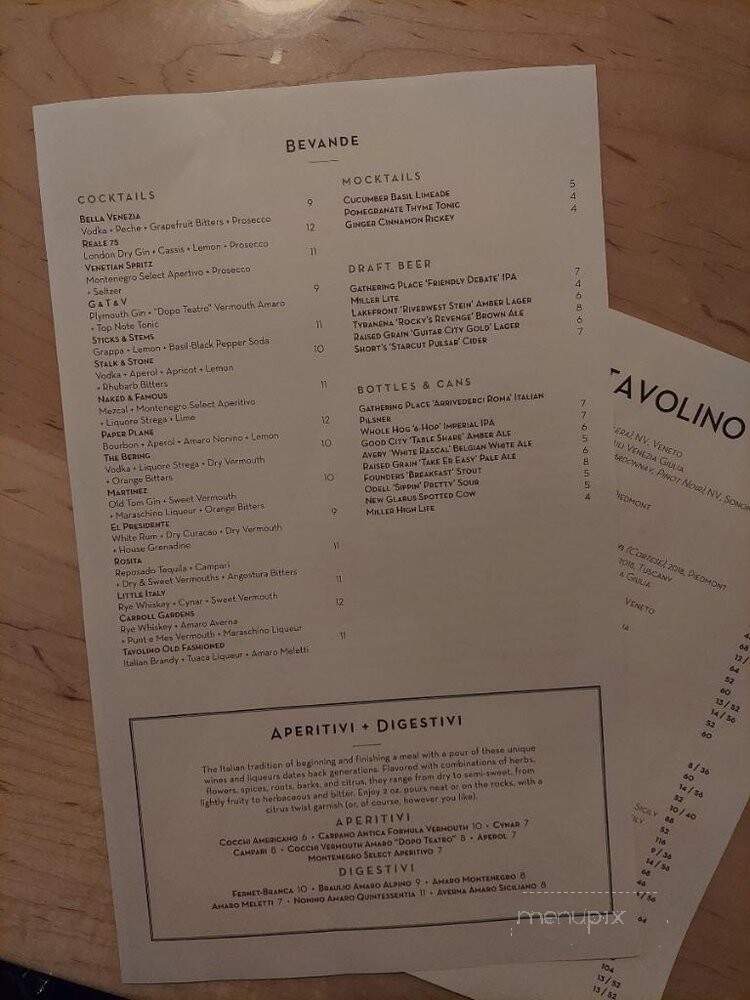 Tavolino - Milwaukee, WI menu_pic
