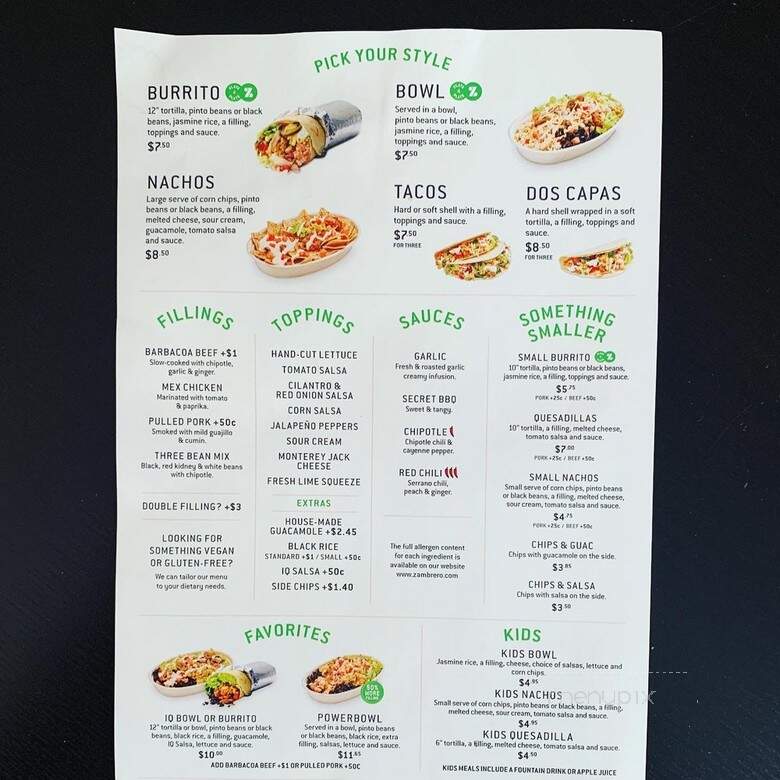 Zambrero - Durham, NC menu_pic