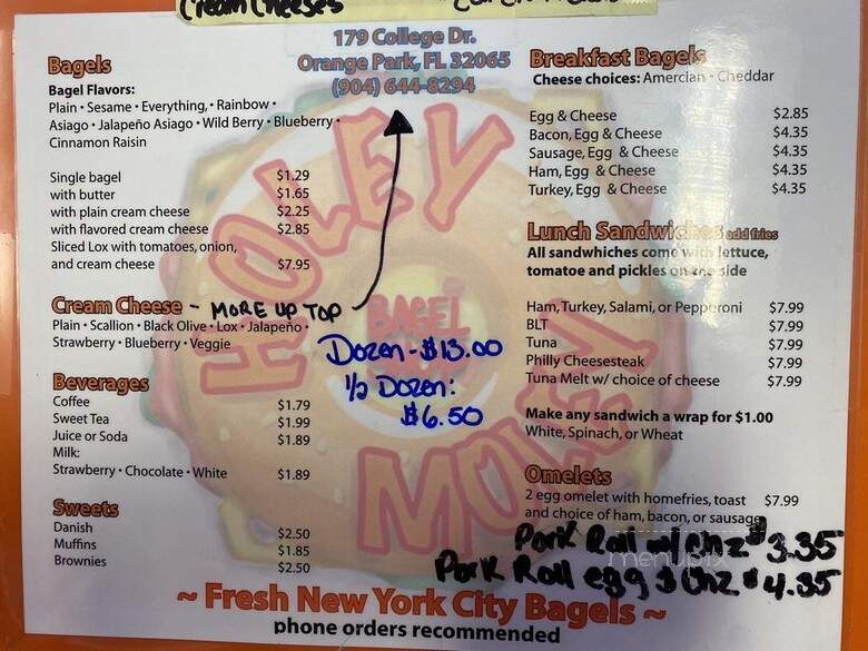 NYC Holey Moley Bagel Shop - Orange Park, FL menu_pic