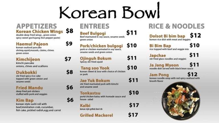 Korean Bowl - Minneapolis, MN menu_pic