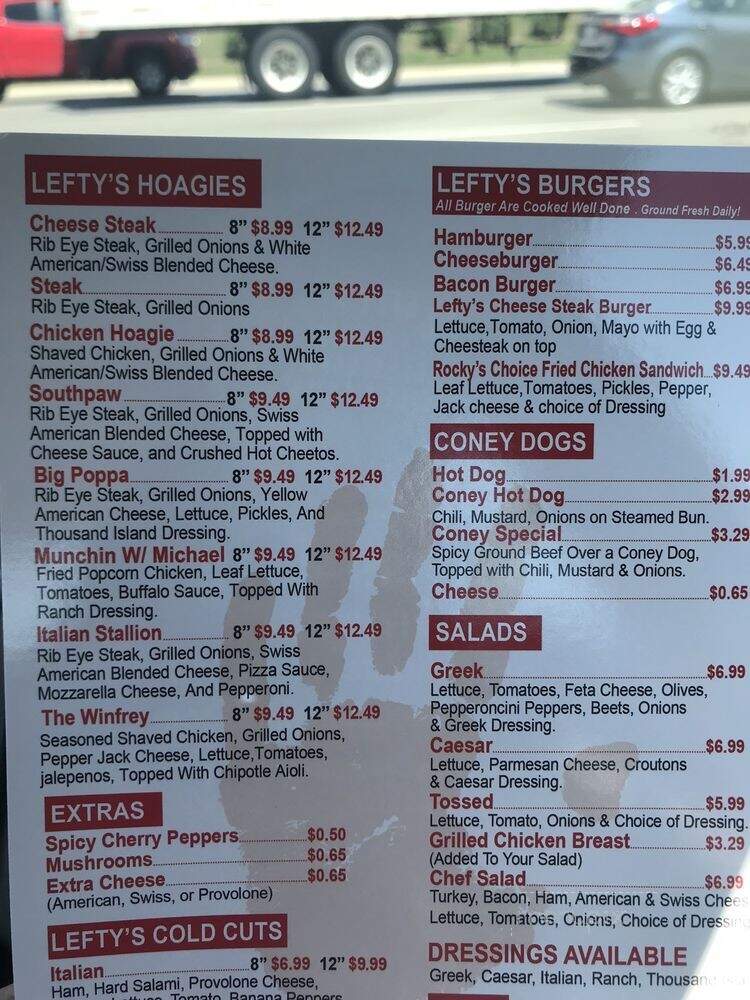 Lefty's Cheesesteak - Sterling Heights, MI menu_pic