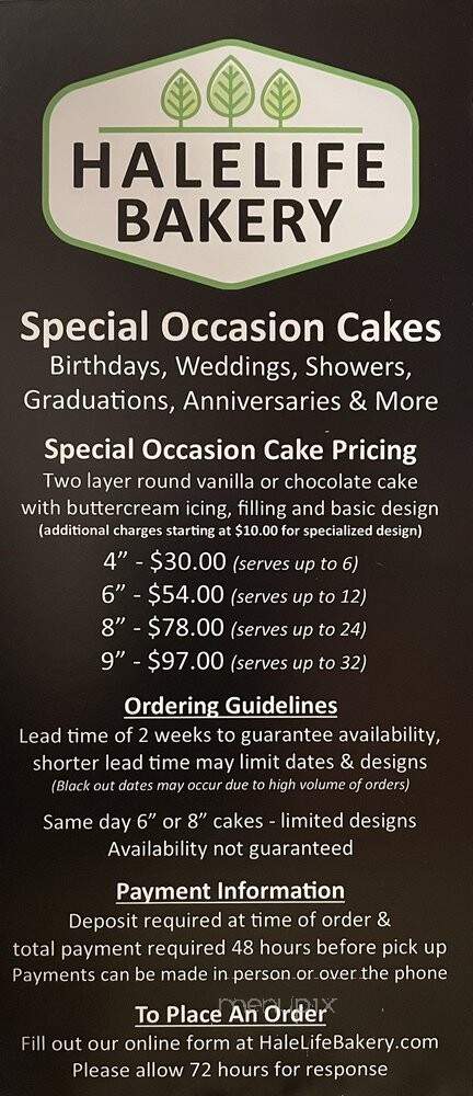 HaleLife Bakery - Tampa, FL menu_pic