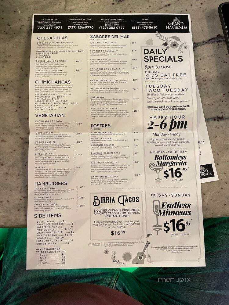Grand Hacienda - St. Petersburg, FL menu_pic