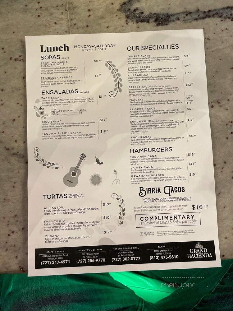 Grand Hacienda - St. Petersburg, FL menu_pic