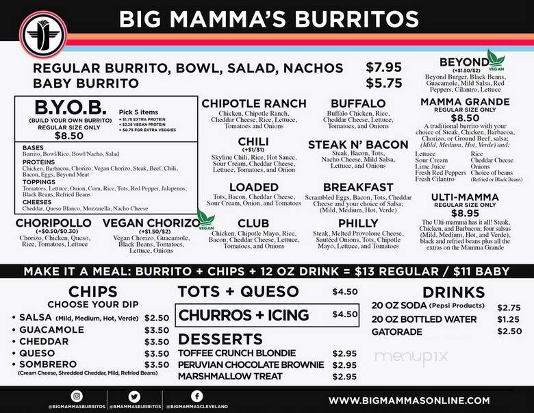 Big Mamma's Burritos - Cleveland, OH menu_pic