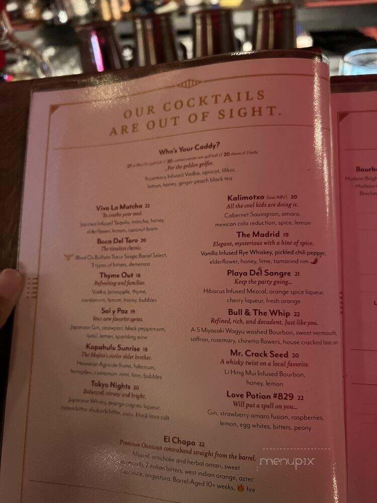Blind Ox - Honolulu, HI menu_pic