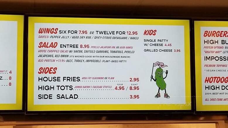 Hightop Burger - Raleigh, NC menu_pic