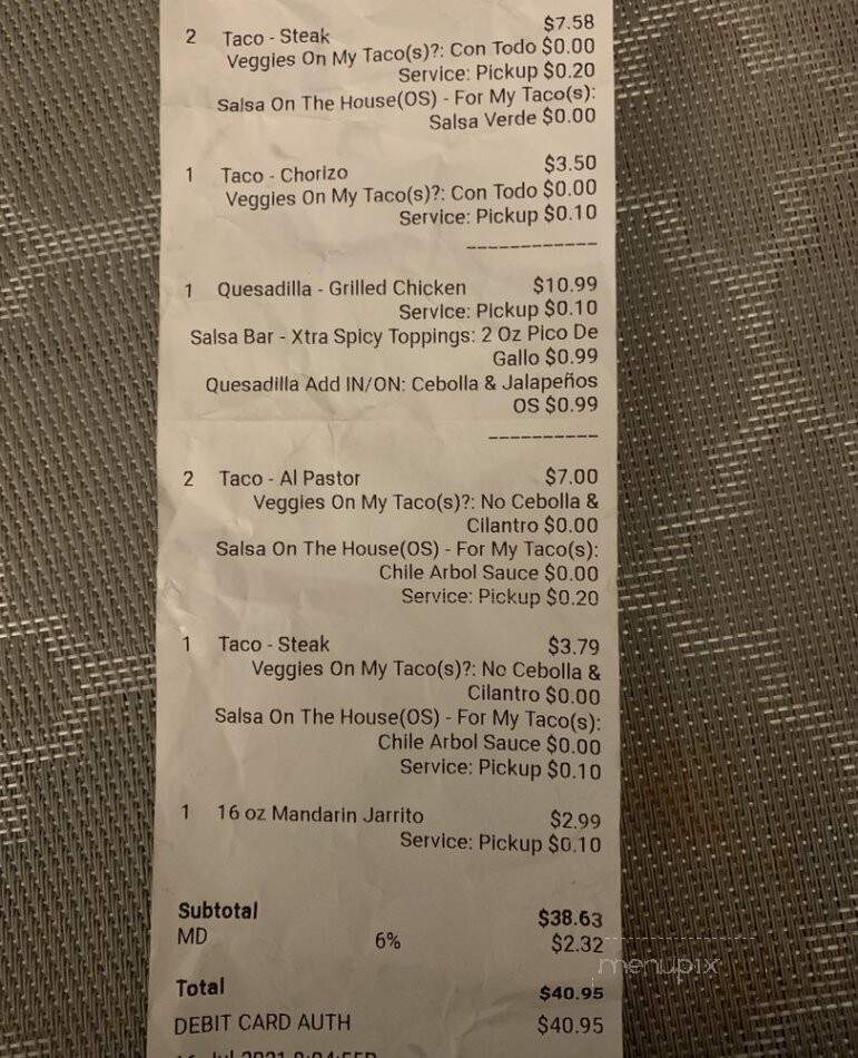 Spicy Poblano - Gaithersburg, MD menu_pic