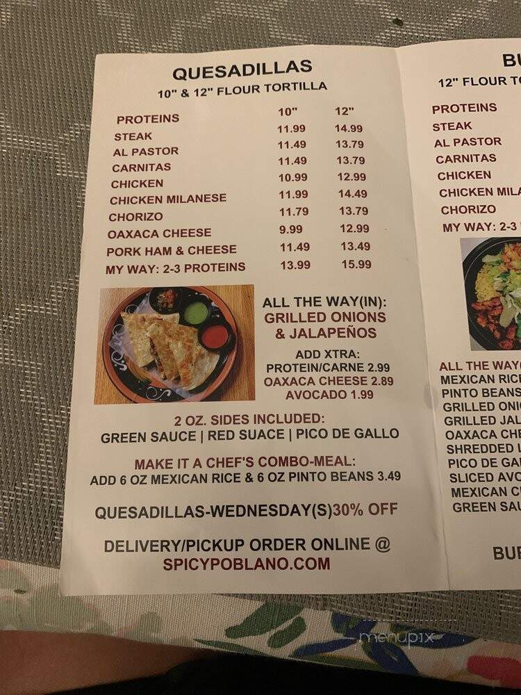 Spicy Poblano - Gaithersburg, MD menu_pic