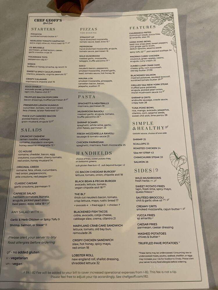 Chef Geoff's West End - Washington, DC menu_pic