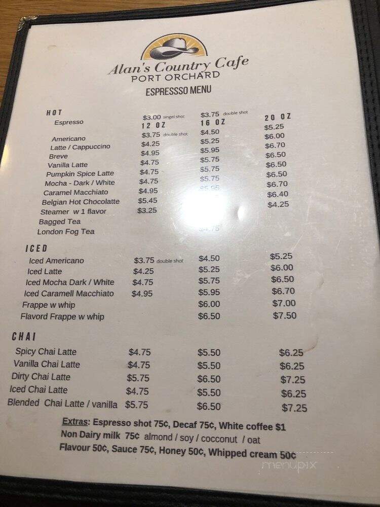 Alan's Country Cafe - Port Orchard, WA menu_pic