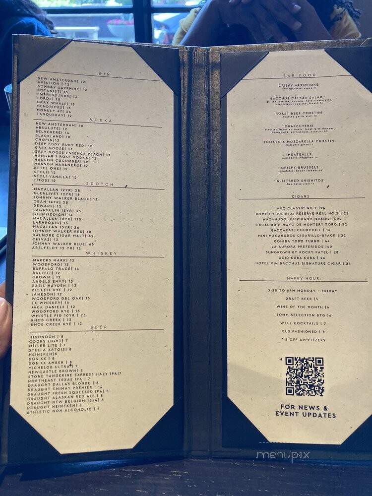Bacchus Kitchen + Bar - Grapevine, TX menu_pic