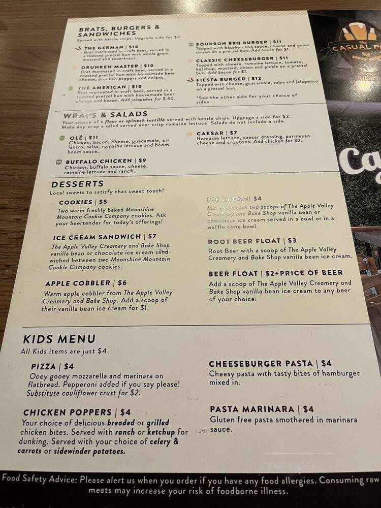 Casual Pint - Pigeon Forge, TN menu_pic