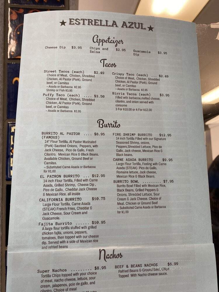 Estrella Azul Mexican Cuisine - Mission, KS menu_pic