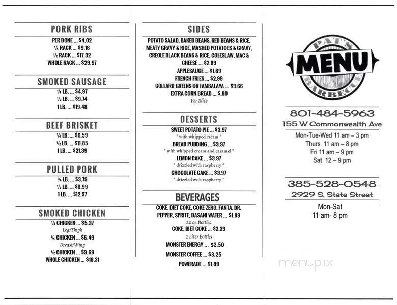 Pat's BBQ - Salt Lake City, UT menu_pic