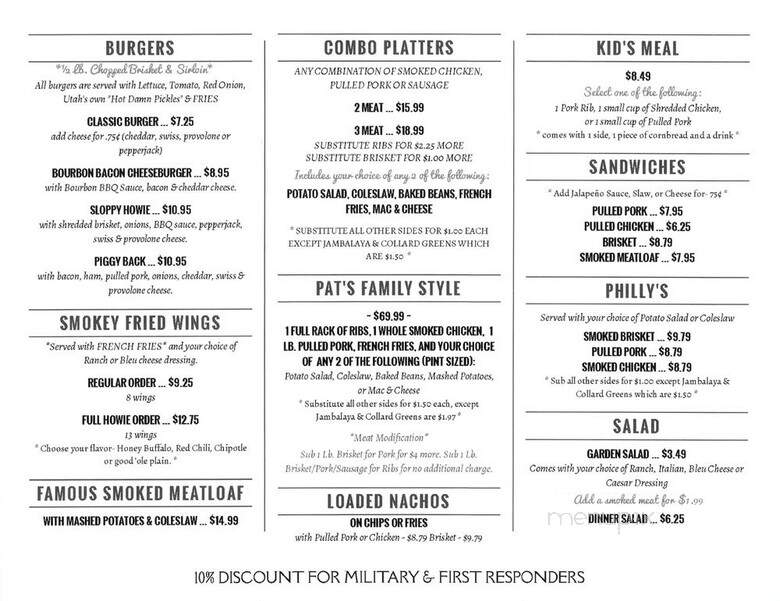Pat's BBQ - Salt Lake City, UT menu_pic