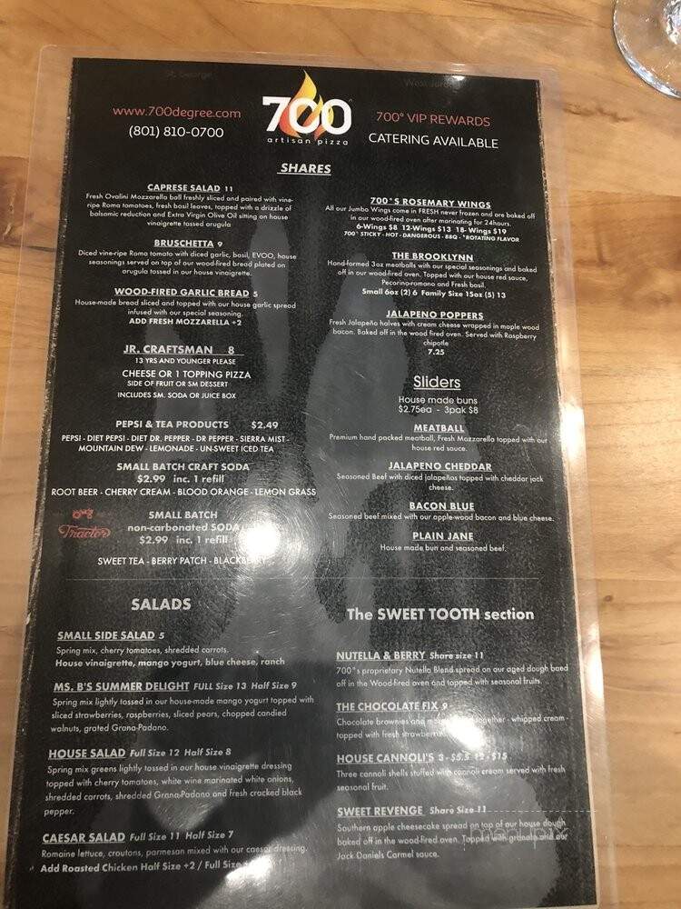 700 Degree Pizza - West Jordan, UT menu_pic
