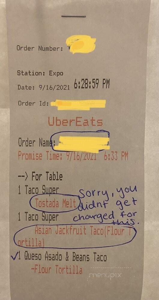 Hiya Taco - Shorewood, WI menu_pic
