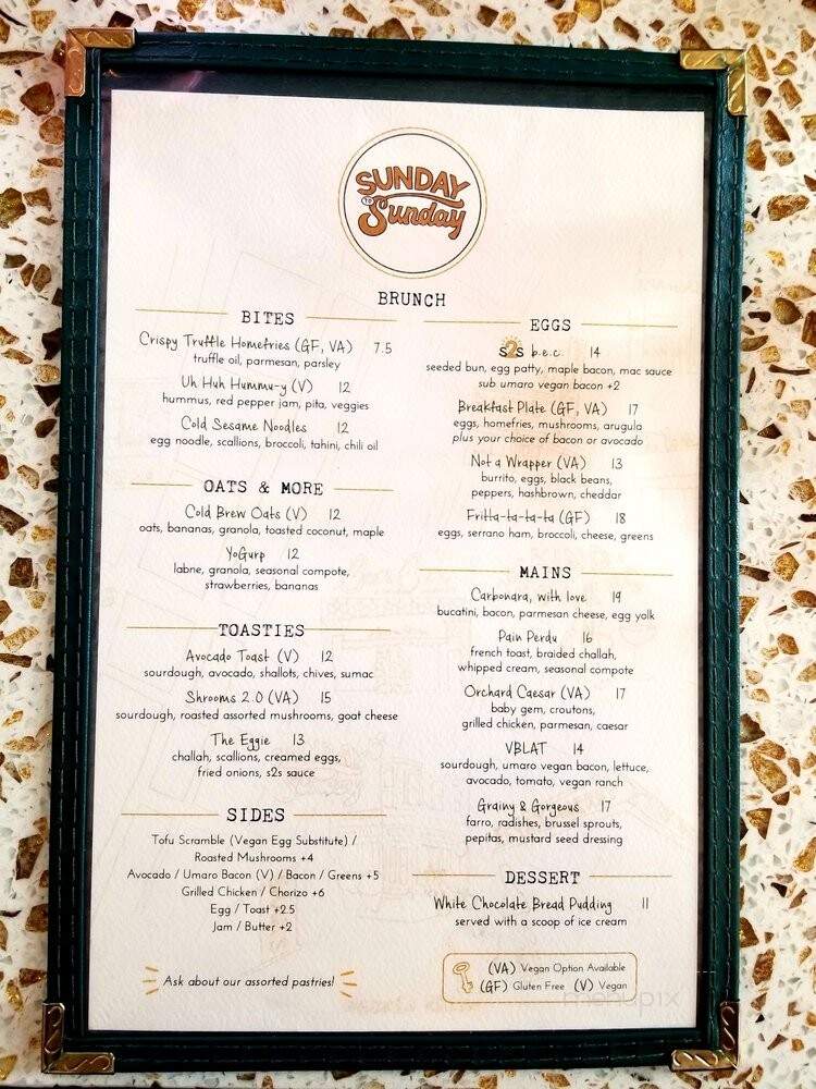 Sunday to Sunday - New York, NY menu_pic
