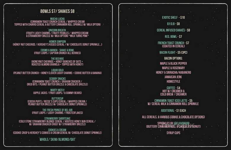 Day & Night Cereal Bar - Los Angeles, CA menu_pic