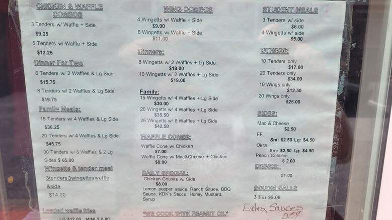 KDK'S Chicken and Waffles - Fayetteville, AR menu_pic