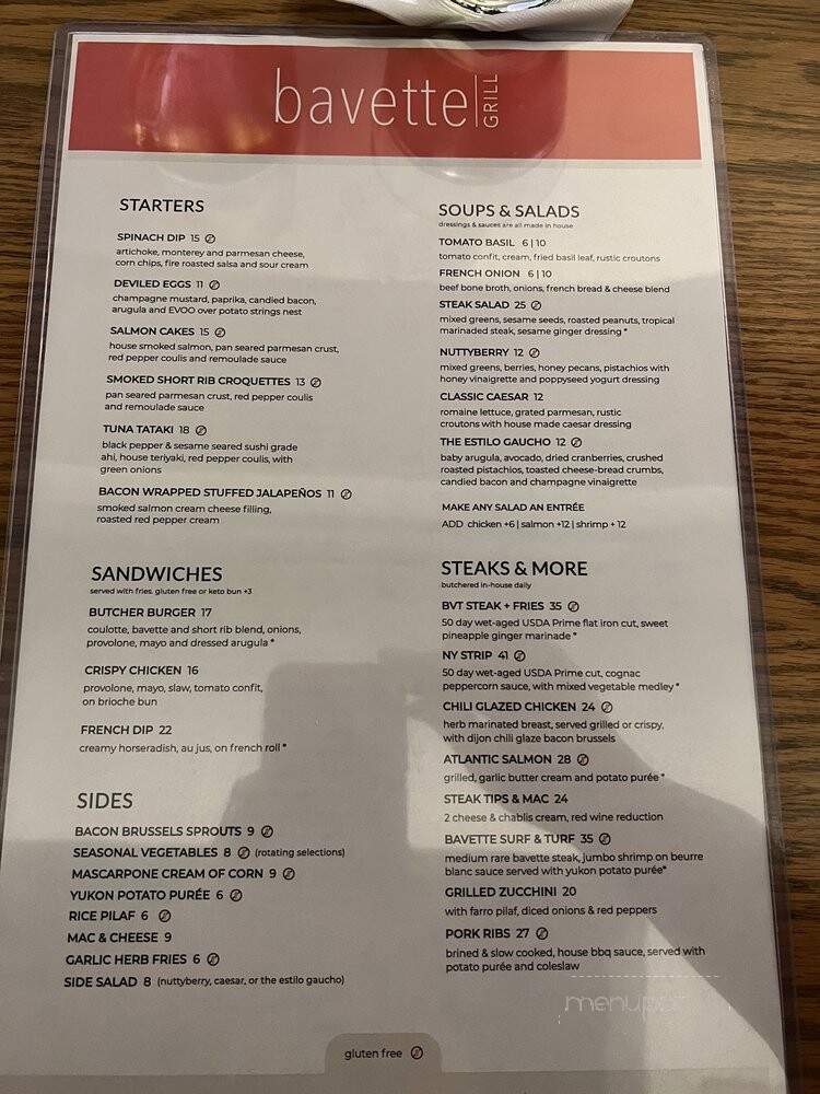 Bavette Grill - Plano, TX menu_pic