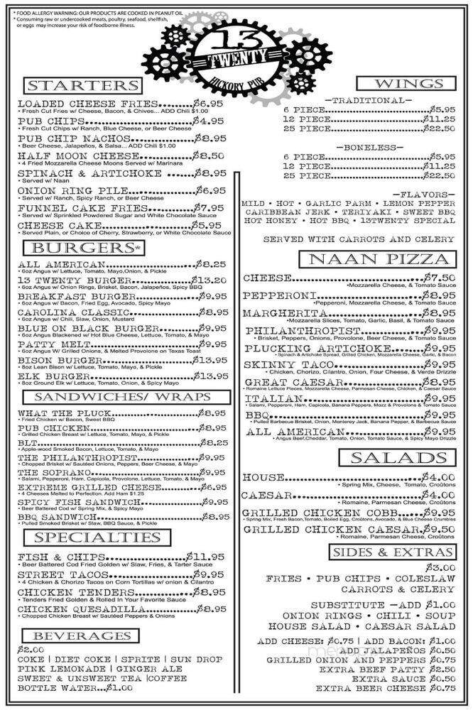 13Twenty Hickory Pub - Hickory, NC menu_pic